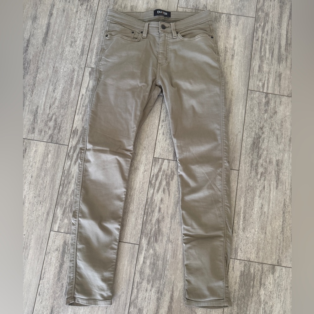 Duer Men's No Sweat Slim Fit Pants 30x32 Sage Green / Light Grey